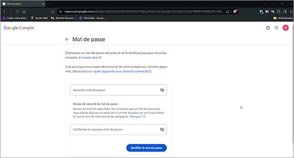 Créer un nouveau mot de passe Gmail