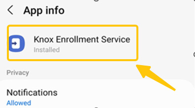 Désinstaller Knox Enrollement Service