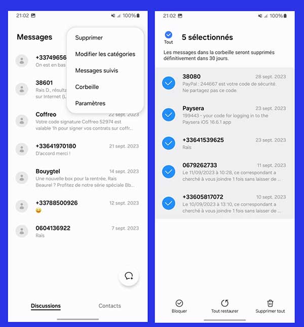 Récupérer des SMS Samsung supprimés avec Messages