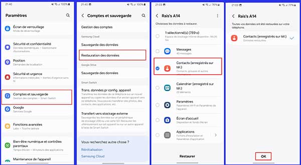 Récupérer des contacts Android à partir des sauvegardes