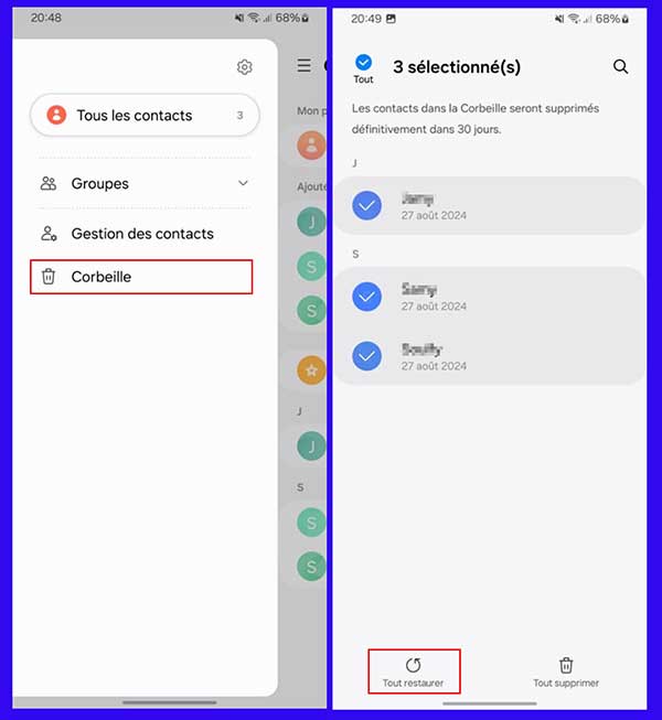 Récupérer des contacts Android avec l'application Contacts