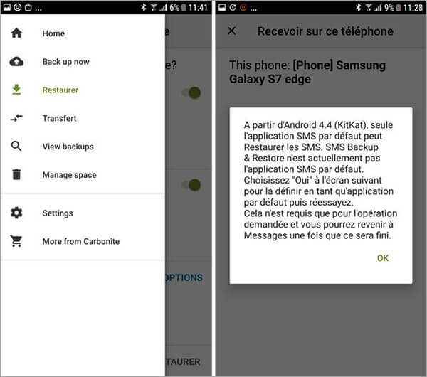 Restore SMS Android