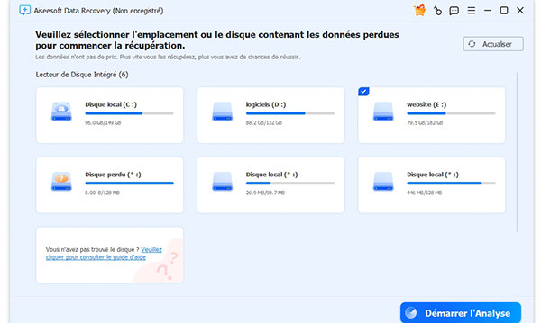 Sélectionner les documents et le disque dur