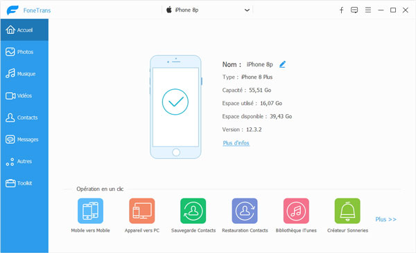 Connecter iPhone au logiciel de transfert