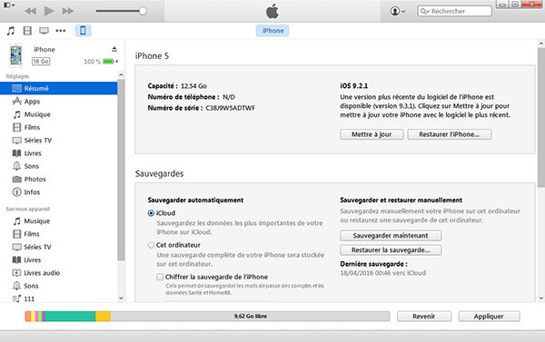 iPhone avec iTunes