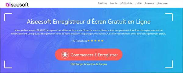 Ouvrir Enregistreur d'Écran Gratuit en Ligne