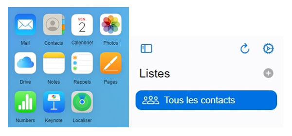 Sélectionner Tous les contacts sur icloud.com