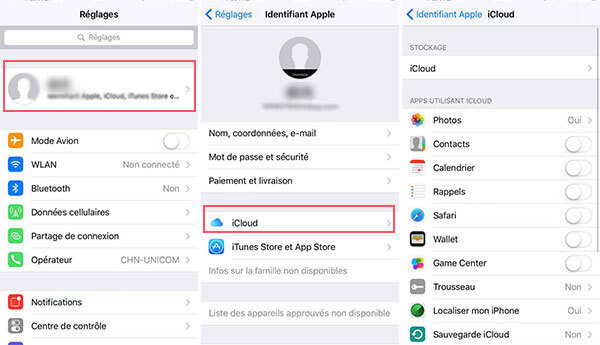 Activer la sauvegarde contacts iCloud