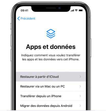 Restaurer à partir d'iCloud