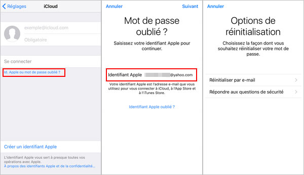 Changer le code par iCloud