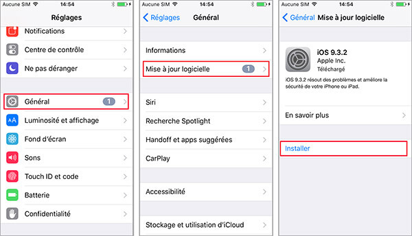 Mettre à jour iOS directement