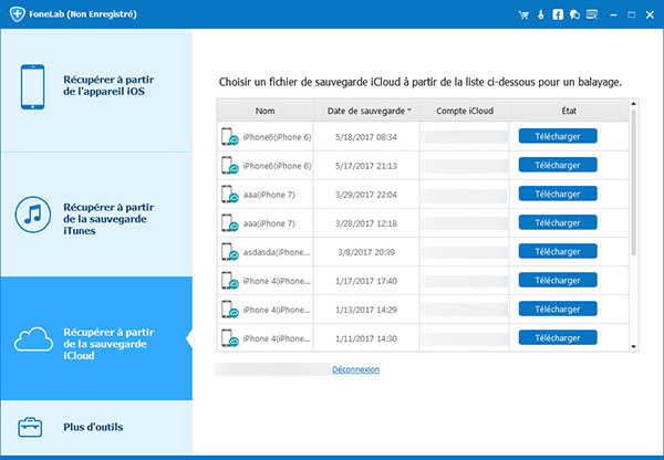 Récupérer à partir de la sauvegarde iCloud