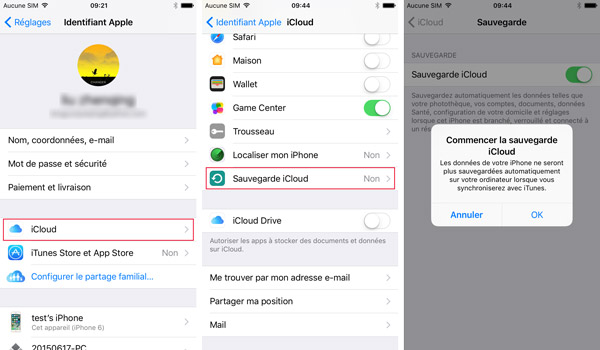 Sauvegarder iPhone sur iCloud
