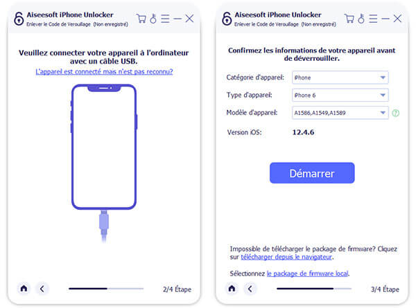 Connecter l'appareil iOS à PC sur Aiseesoft iPhone Unlocker