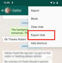 Exporter chat sur WhatsApp