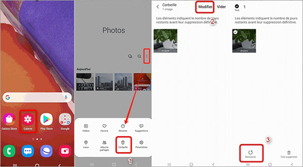 Récupérer des photos supprimées sur Samsung directement avec Galerie