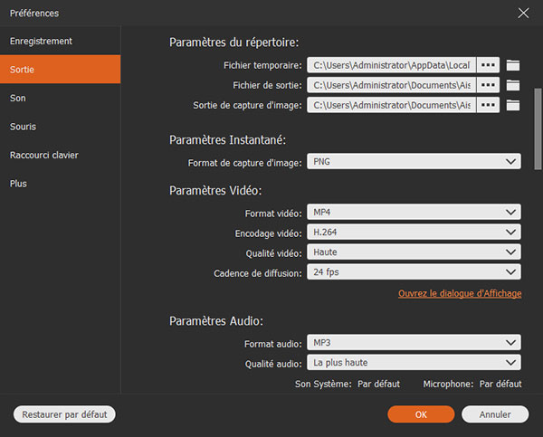 Choisir le format en MP3