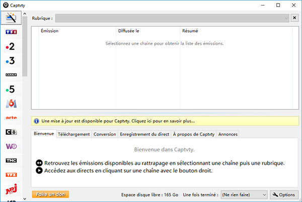 Interface de Captvty