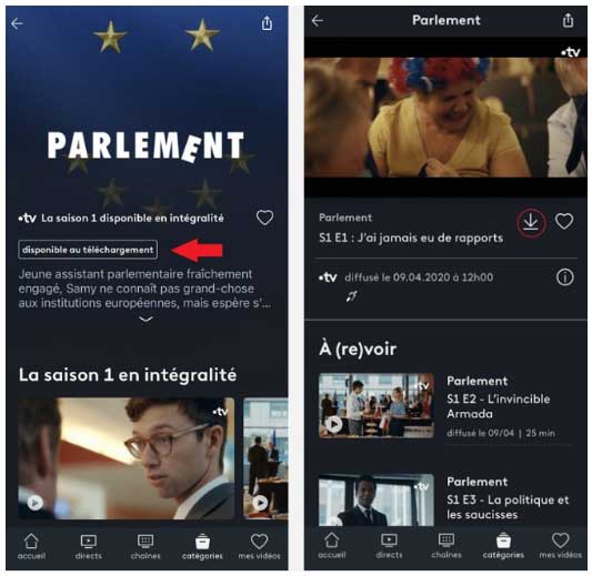 Télécharger la vidéo avec l'application France.tv