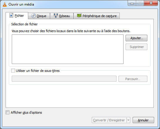 Importer le fichier au VLC