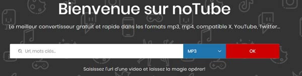 Convertir YouTube en MP3 avec noTube