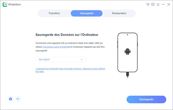 Sélectionner l’appareil portable à sauvegarder