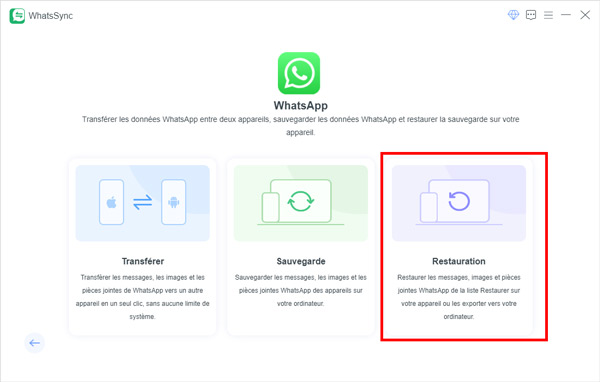 La fonction “Restauration” de WhatsSync