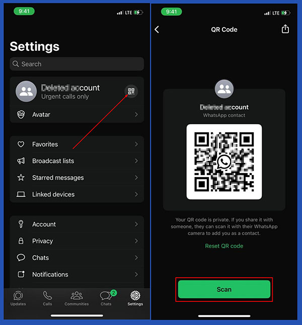 Ajouter un contact sur WhatsApp via un QR code